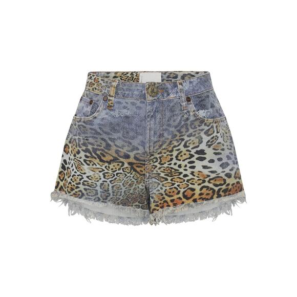 One Teaspoon-NWT-Bandits Mid Waist Relaxed Denim Shorts -Leoparty Sz:23 Ret$140 - Picture 5 of 7